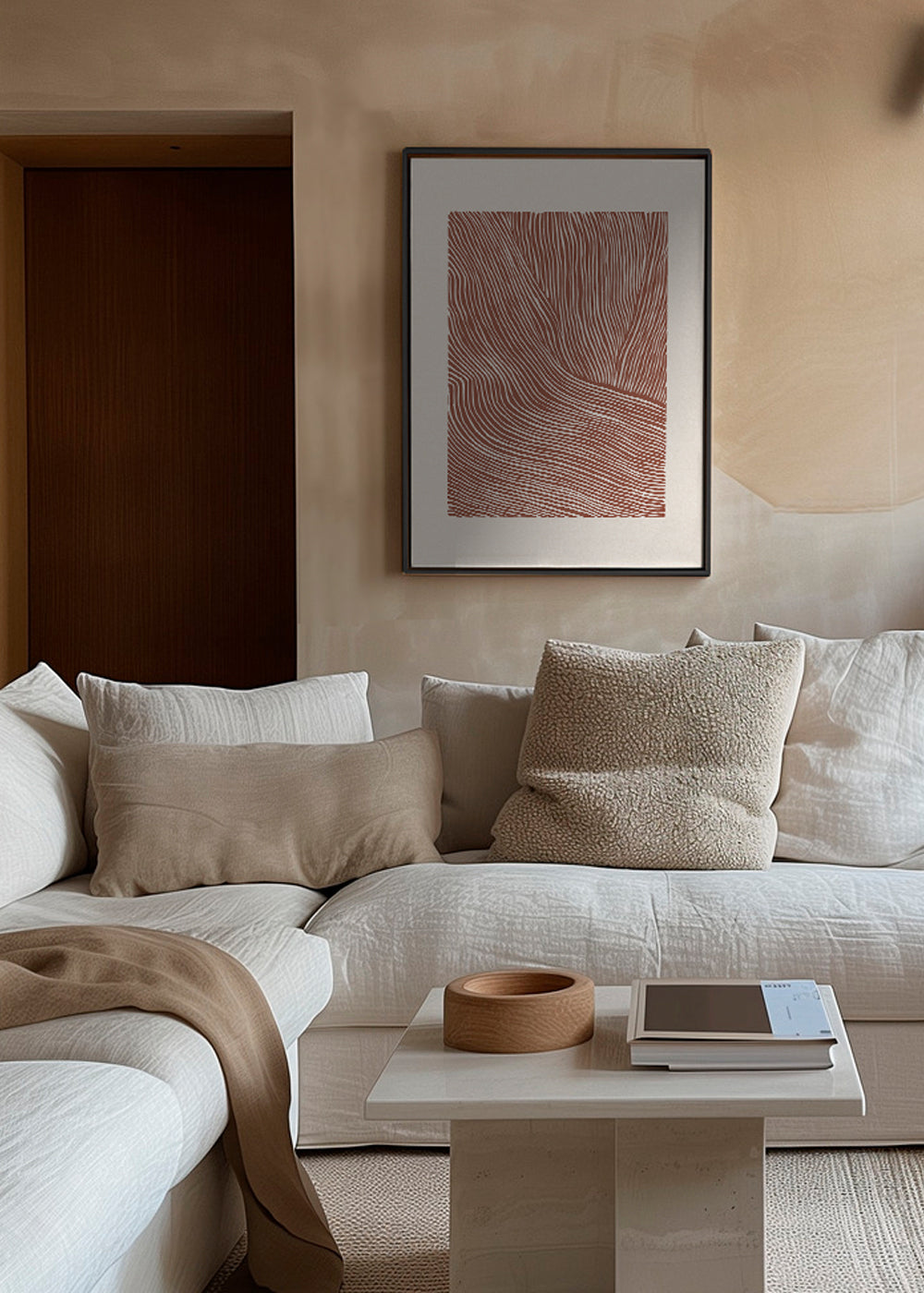 Stripes linocut Nº5 - Terracotta