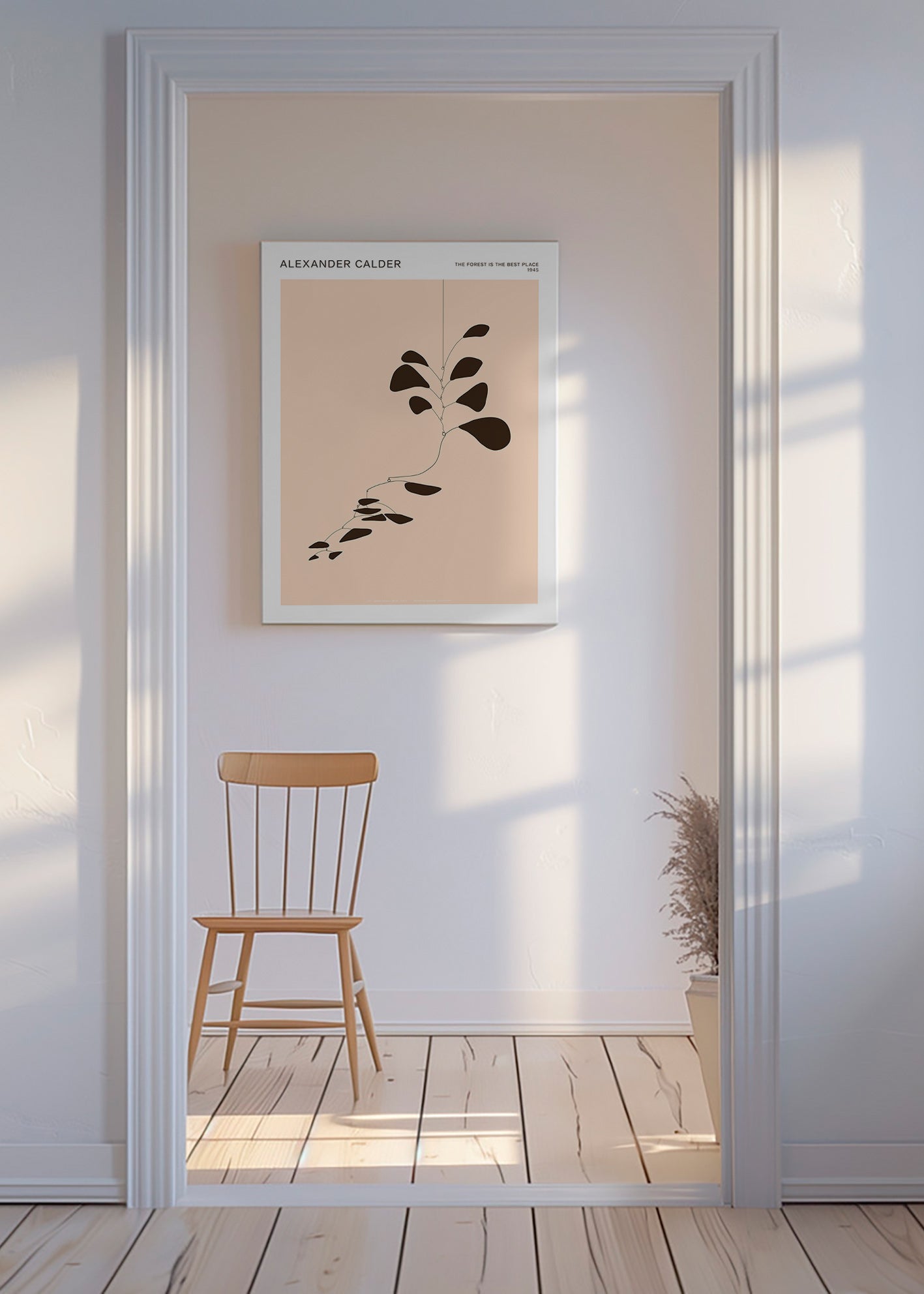 Botanical print Calder mobile of black leaves