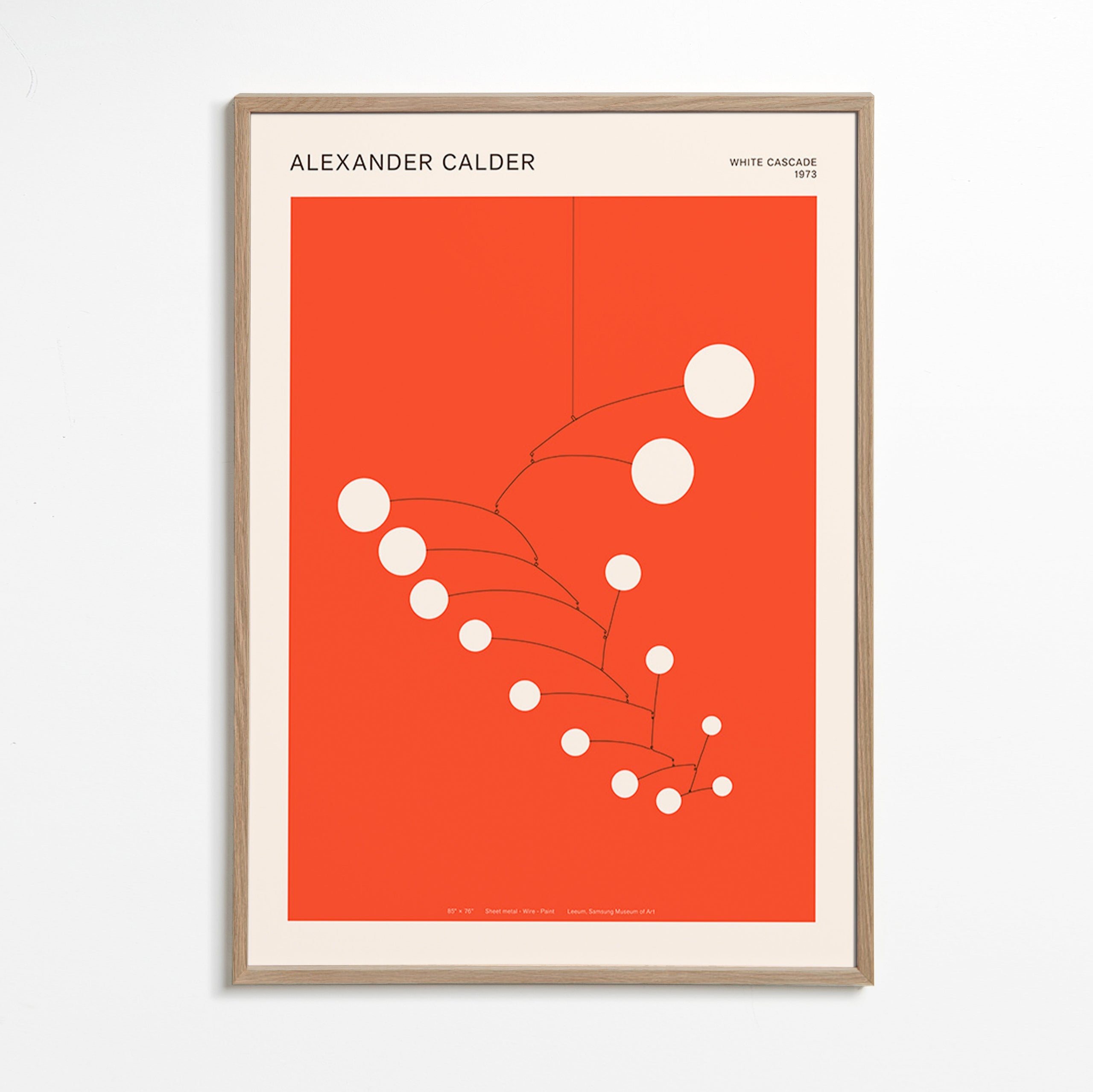 Abstract red mobile artwork with circles