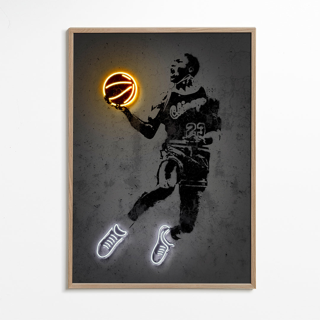 Sports art print in stencil and neon | Wall art, framed prints and