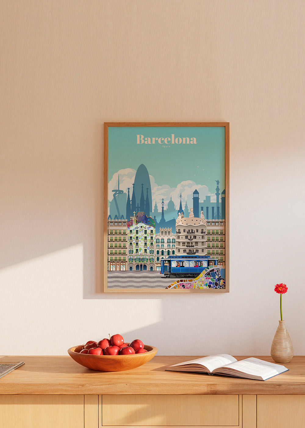 Tokyo city poster with temple and shinkansen | Wall art, framed