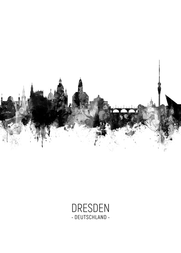 Dresden Skyline black and white