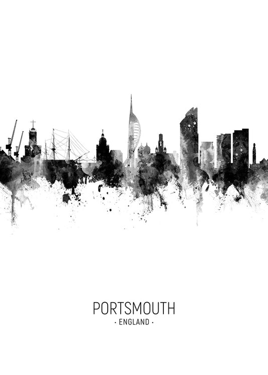 Portsmouth Skyline black and white