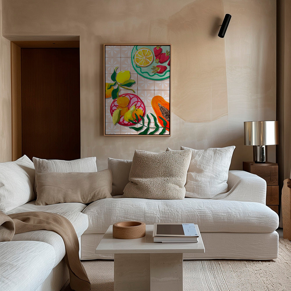 Kitchen art with citrus and ceramics