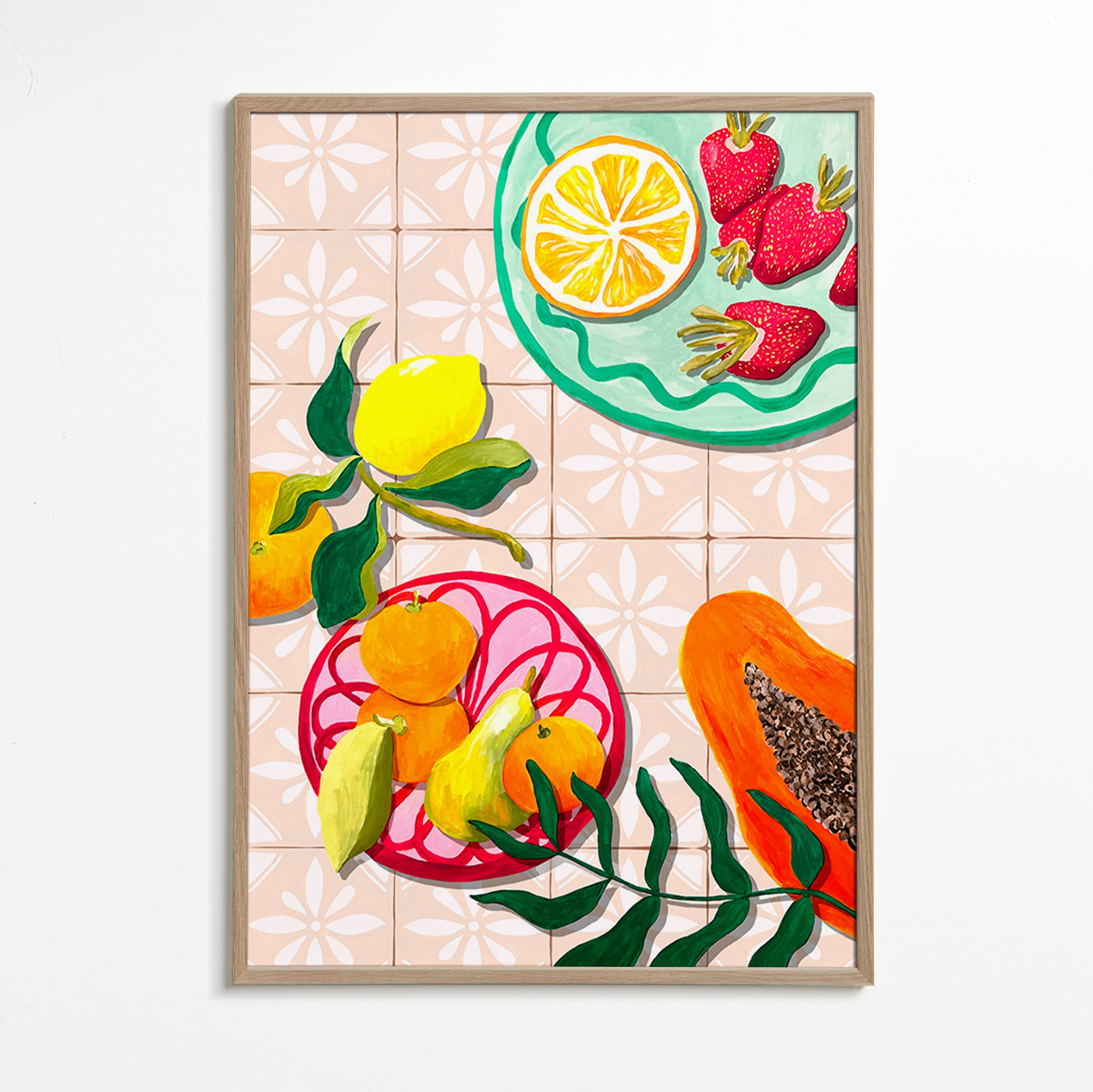 Kitchen art with citrus and ceramics