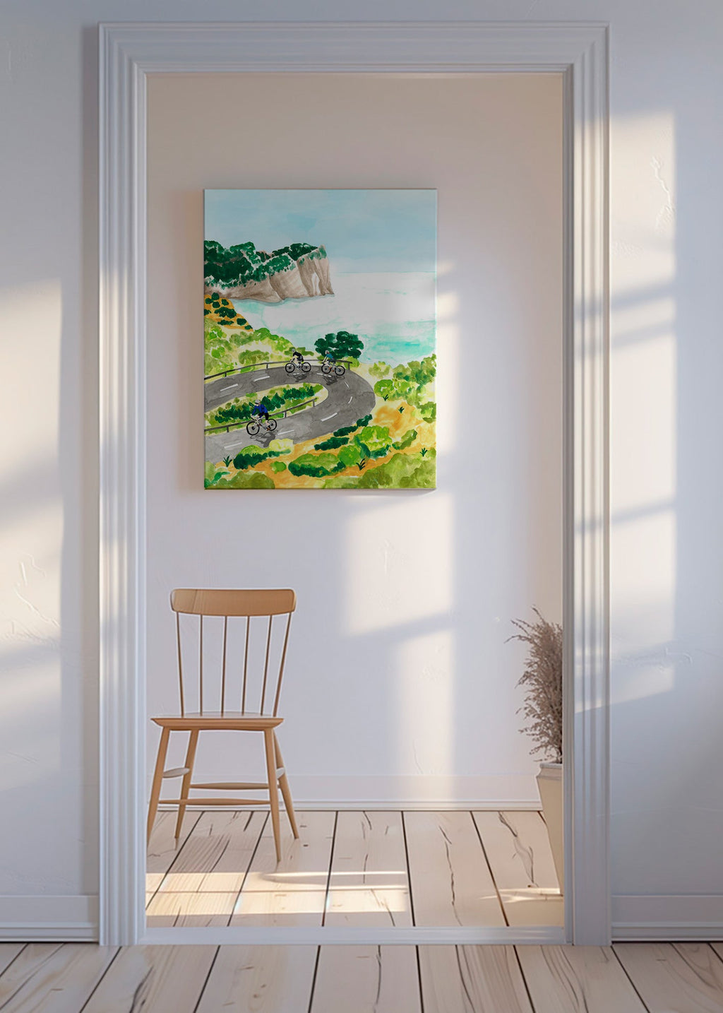 Coastal cycling sports art