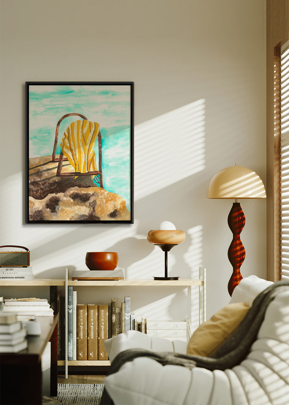 Landscape artwork: ladder and towel
