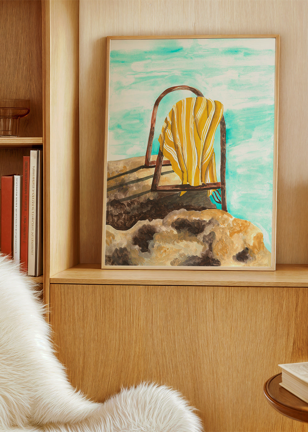 Landscape artwork: ladder and towel