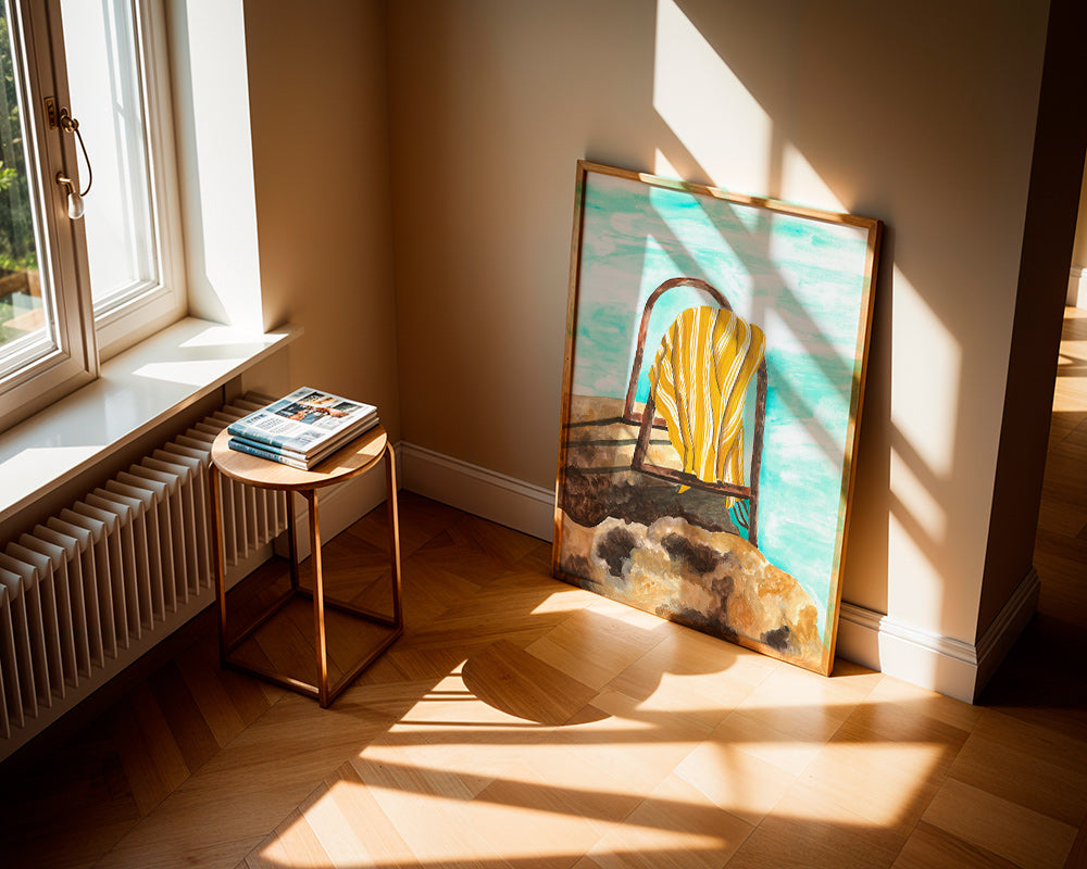 Landscape artwork: ladder and towel