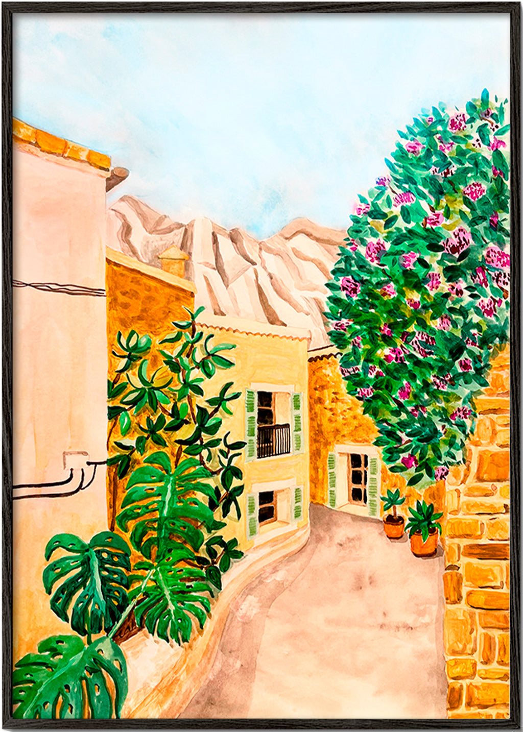 Landscape art: Mediterranean village lane