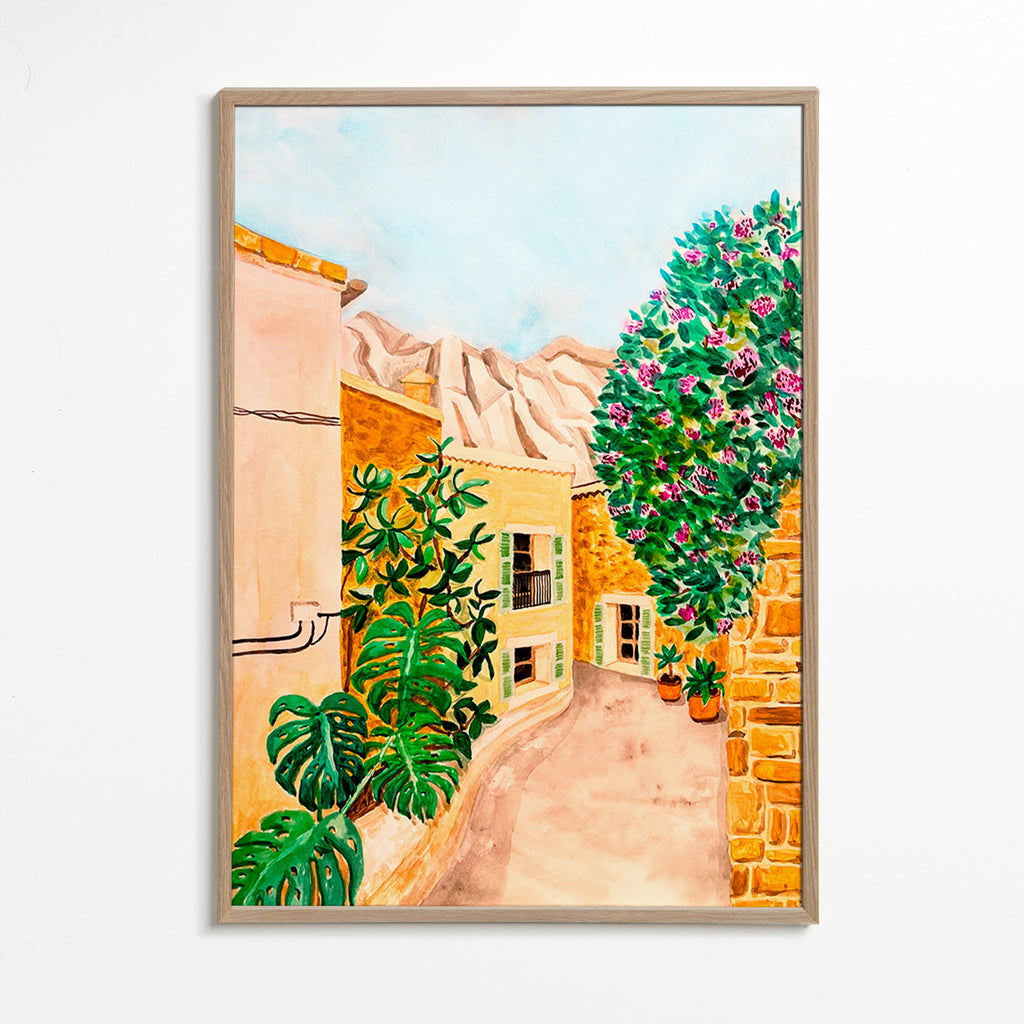 Landscape art: Mediterranean village lane