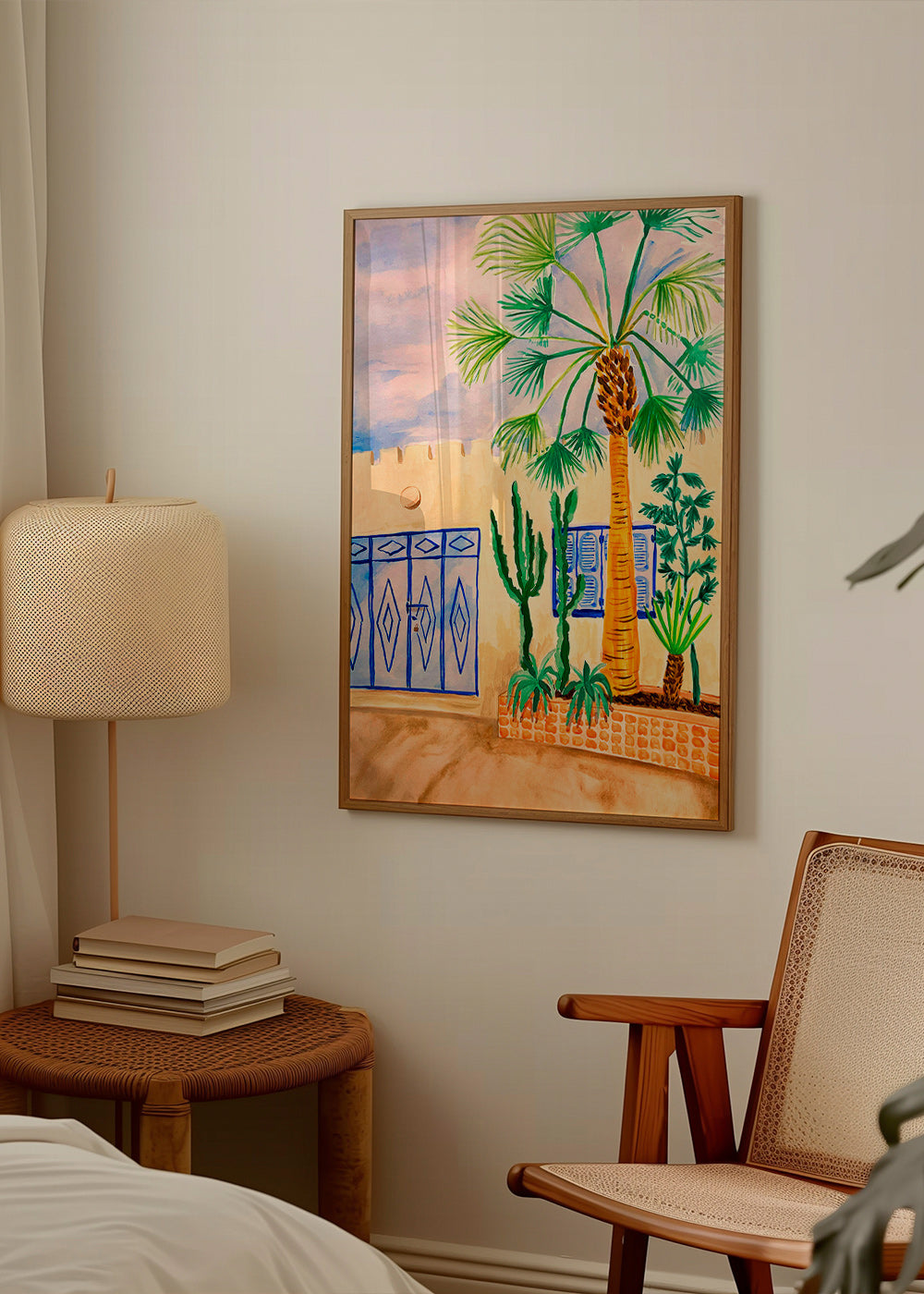 City art: Moroccan street with palm