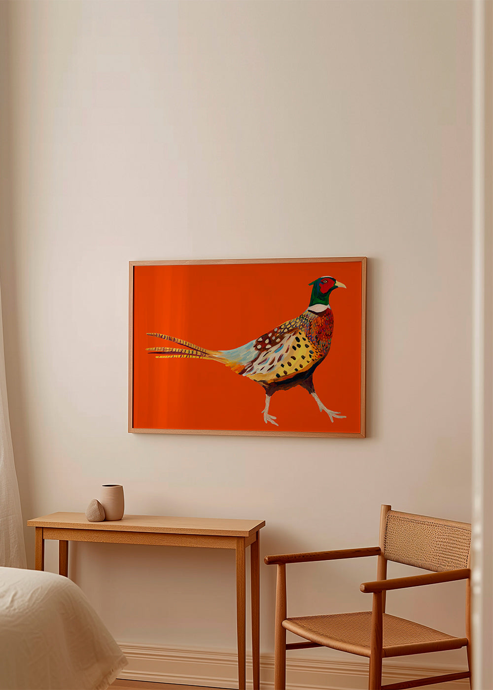 Strutting Pheasant On Orange - Alice Straker