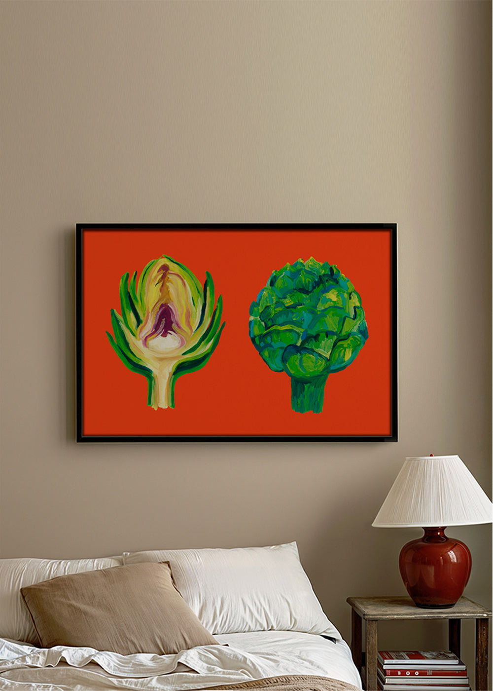 Artichokes On Orange - Alice Straker