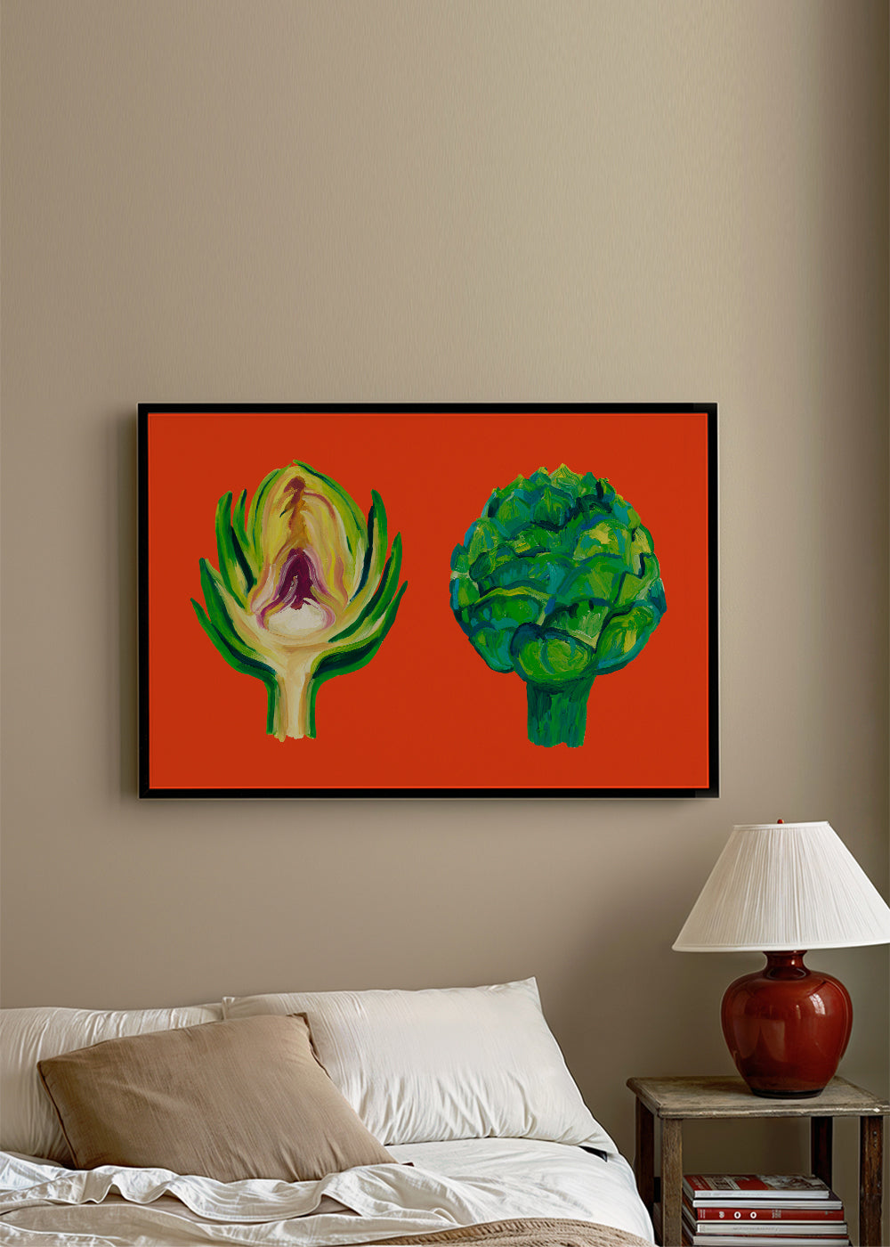 Artichokes On Orange - Alice Straker