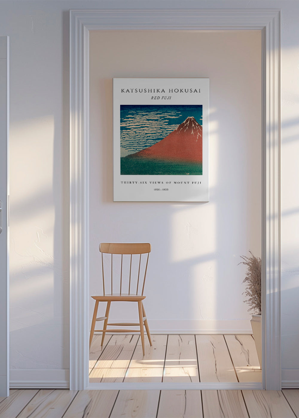 Red Fuji Exhibition White - Katsushika Hokusai