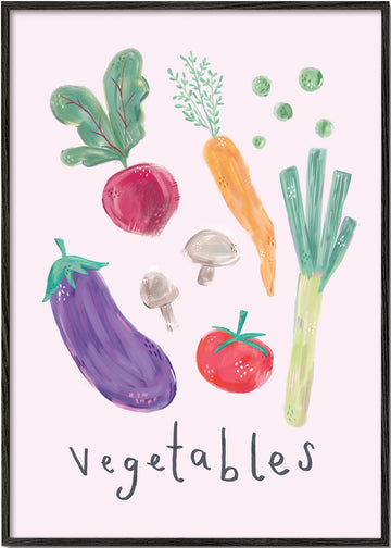 Illustrated Vegetables Food Kitchen Art Print