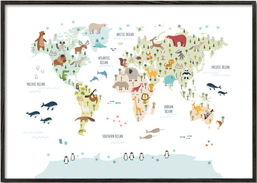 World Map with animals colours