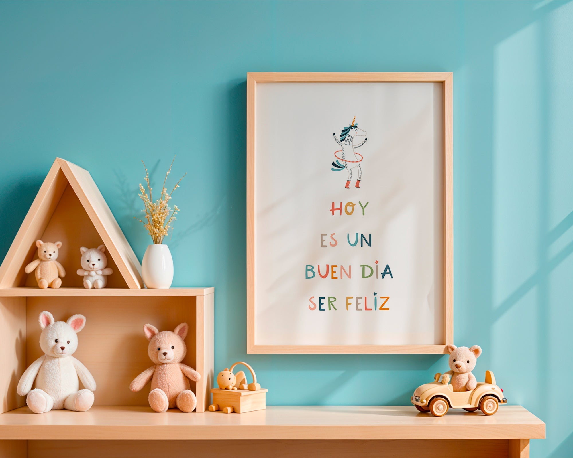 Kids print with unicorn and typographic message