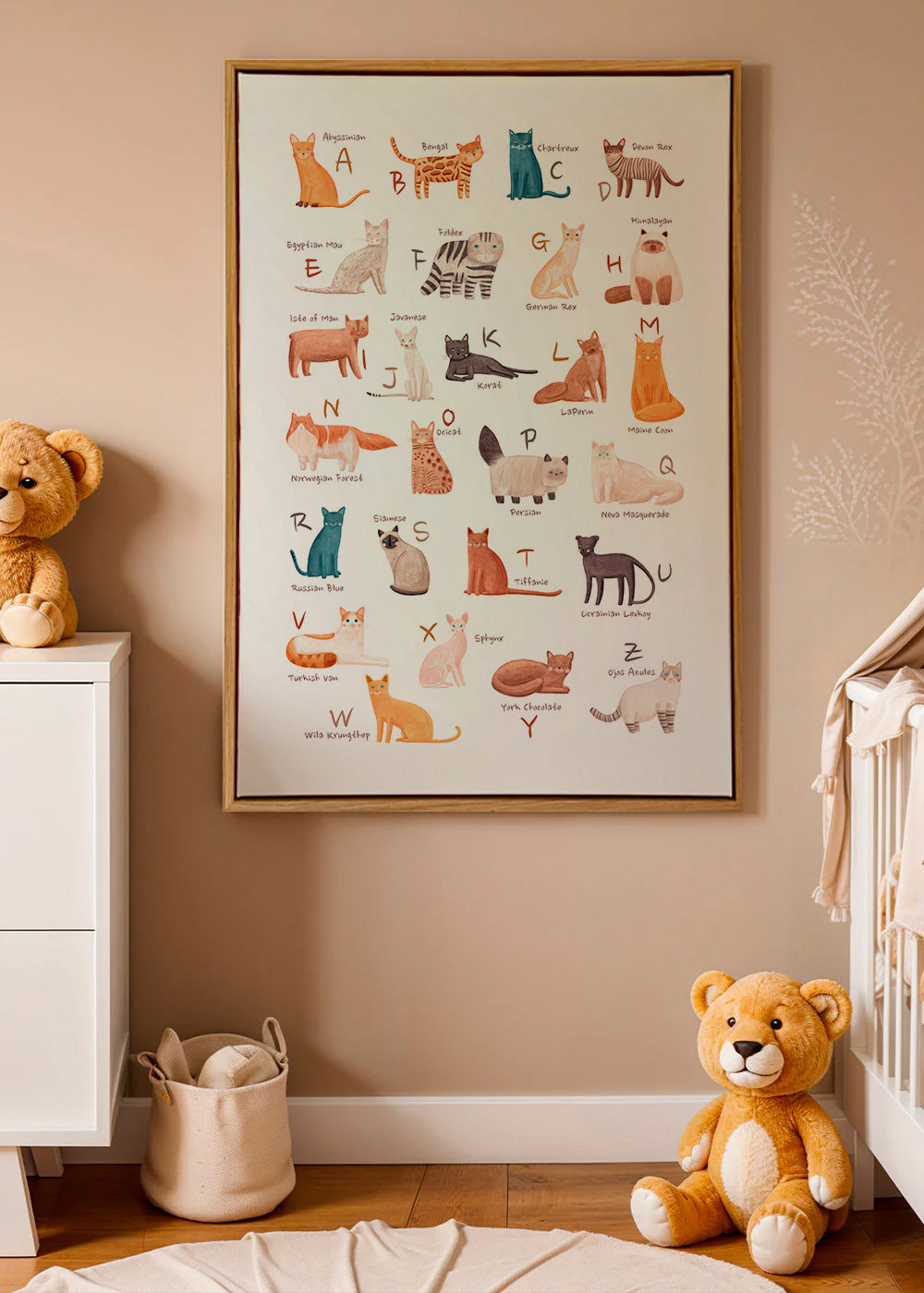 Children's print: illustrated cat alphabet