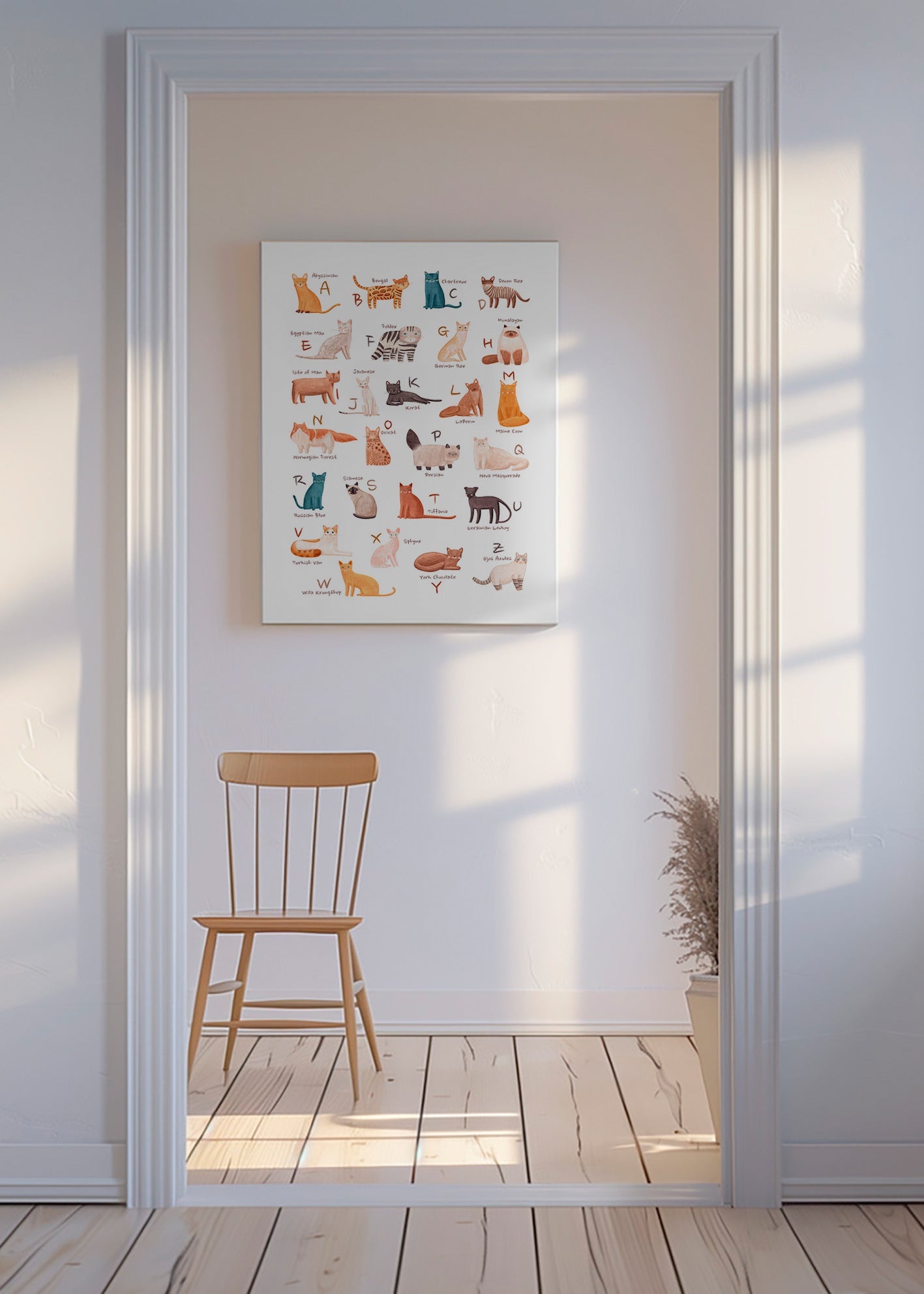 Children's print: illustrated cat alphabet