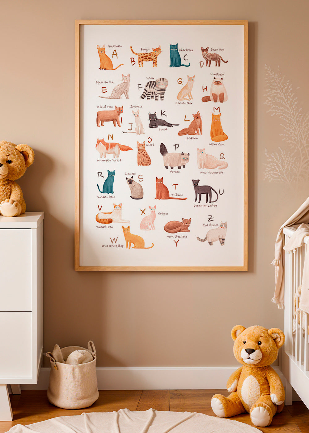 Children's print: illustrated cat alphabet