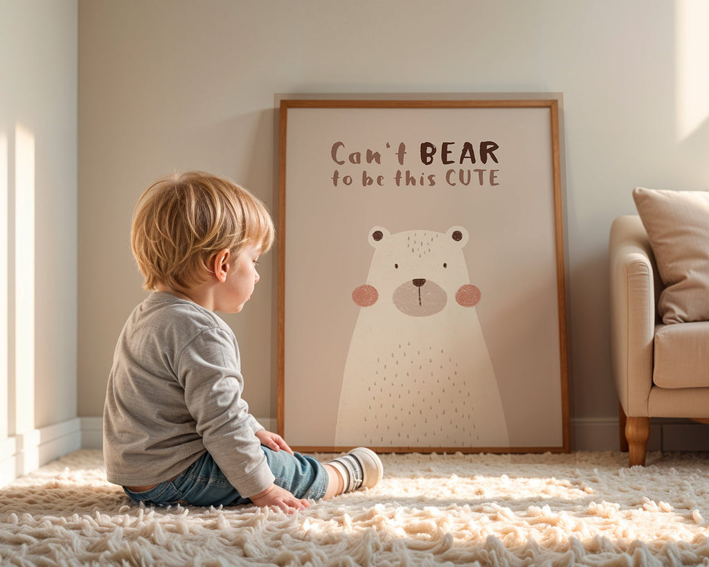 Children's print: cute beige bear