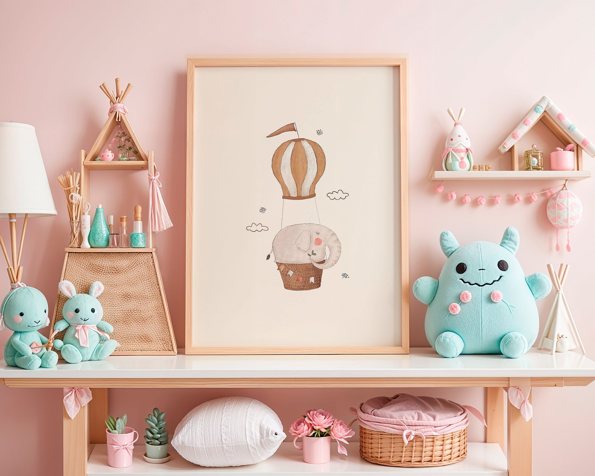 Children's elephant balloon print