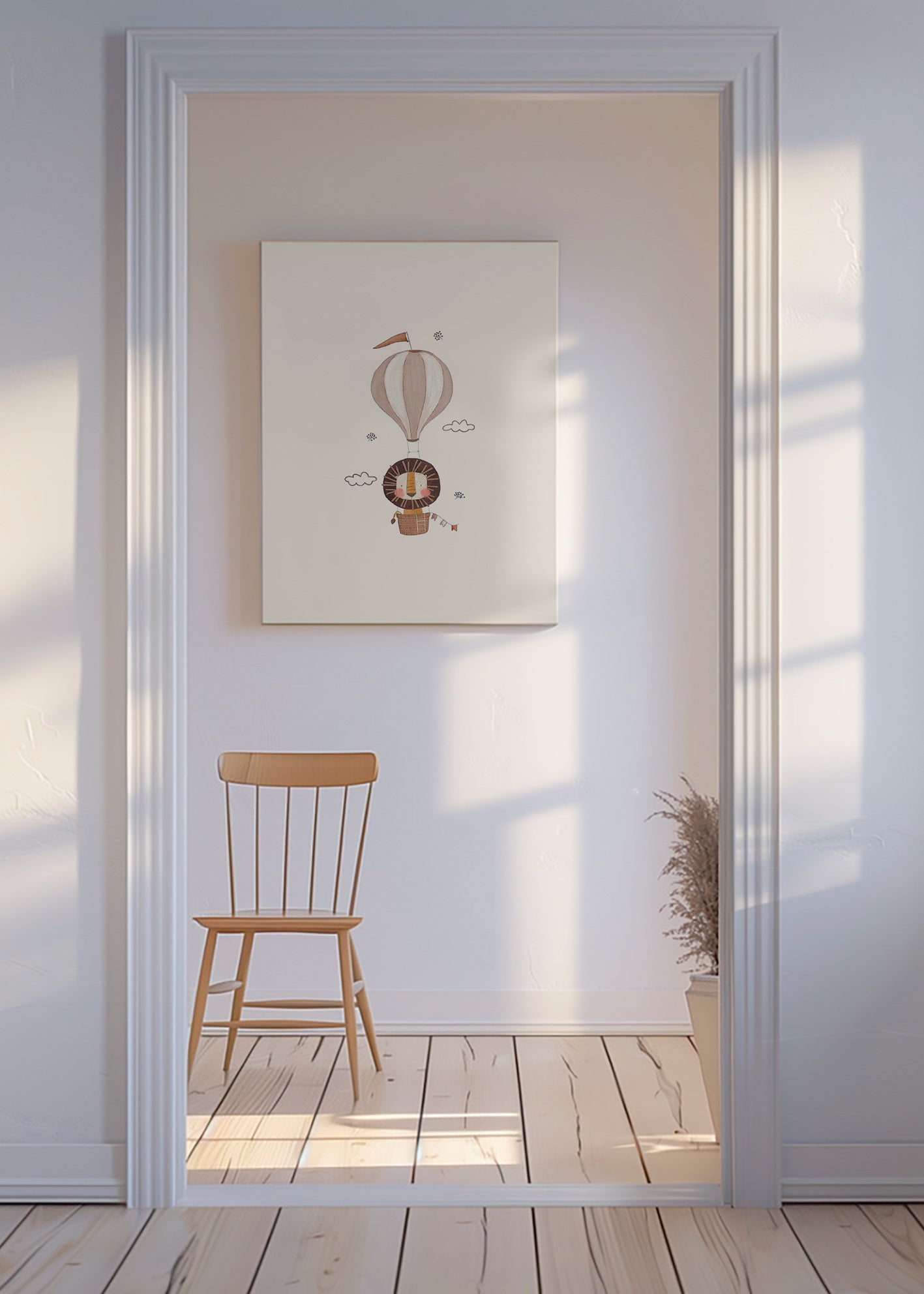 Children's print: balloon lion