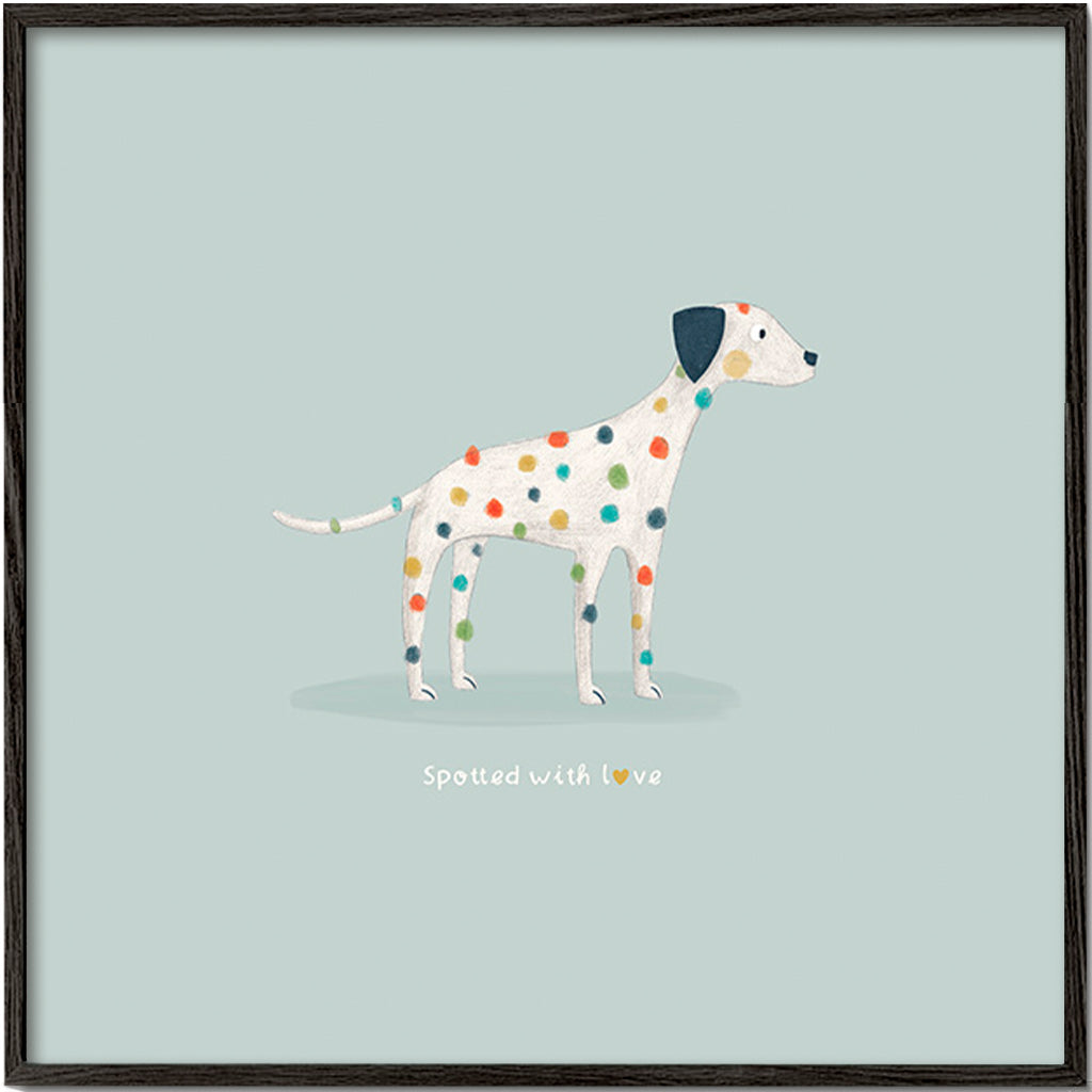 Dalmatian illustration with colorful spots