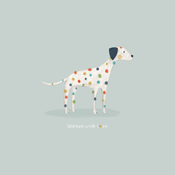 Dalmatian illustration with colorful spots