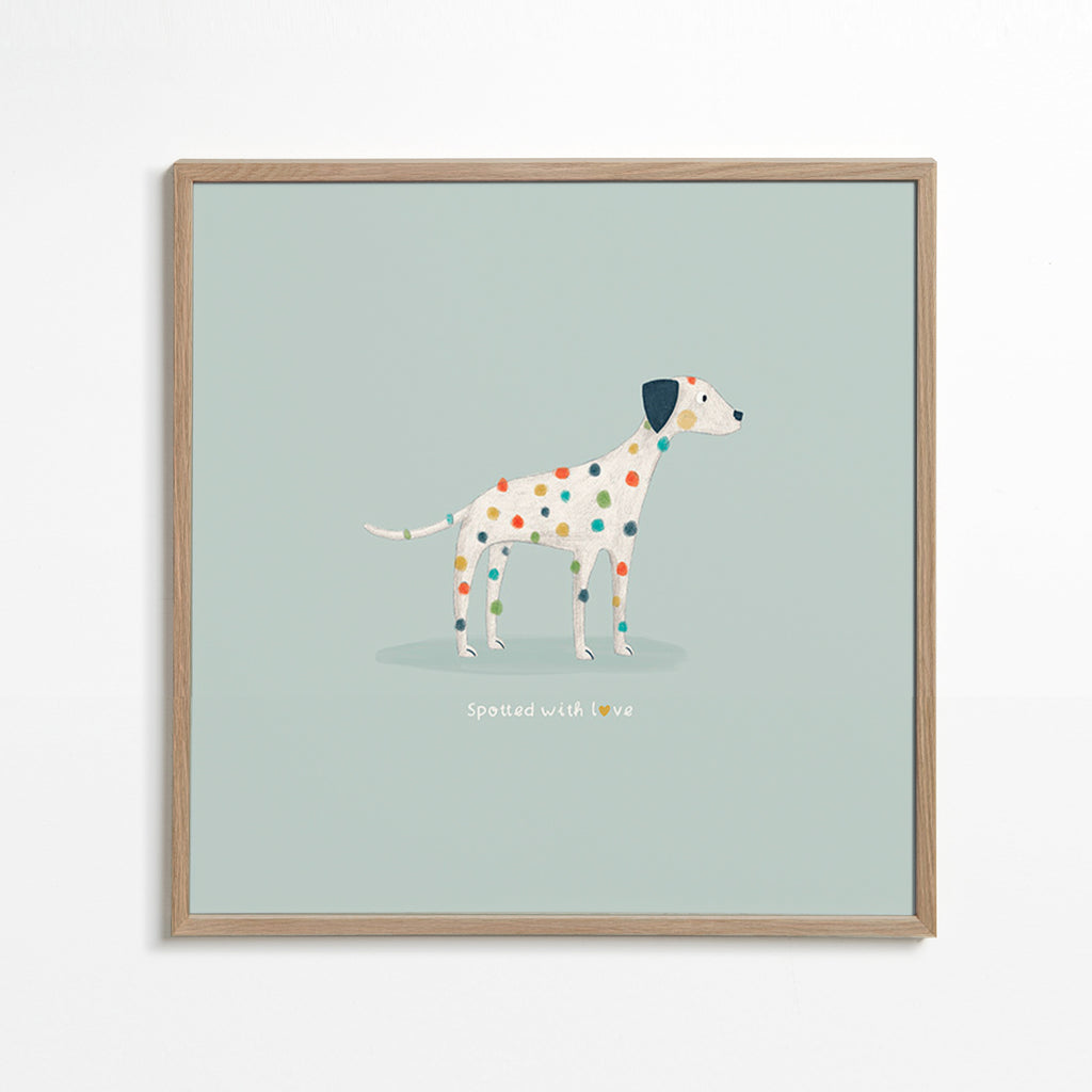 Dalmatian illustration with colorful spots
