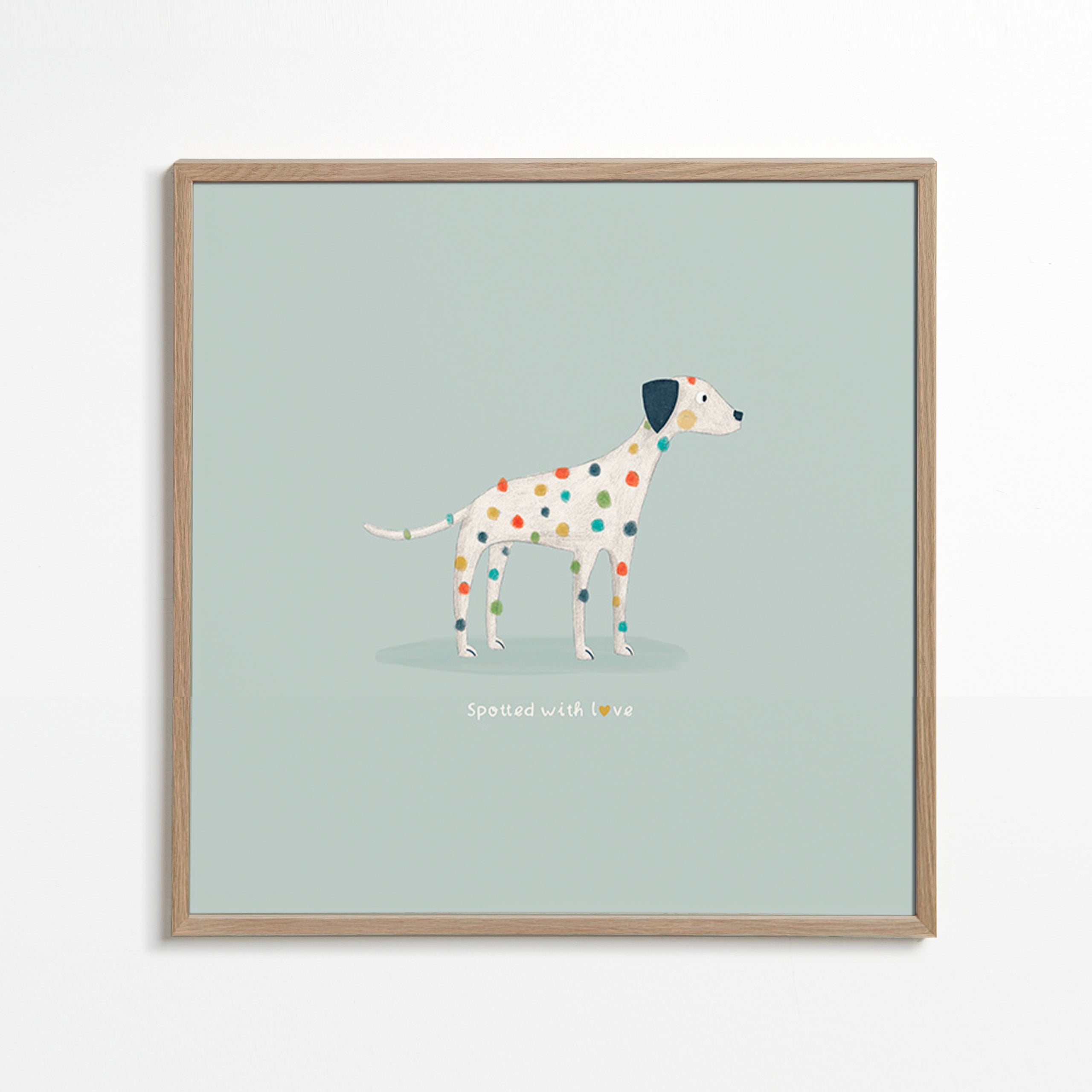 Dalmatian illustration with colorful spots