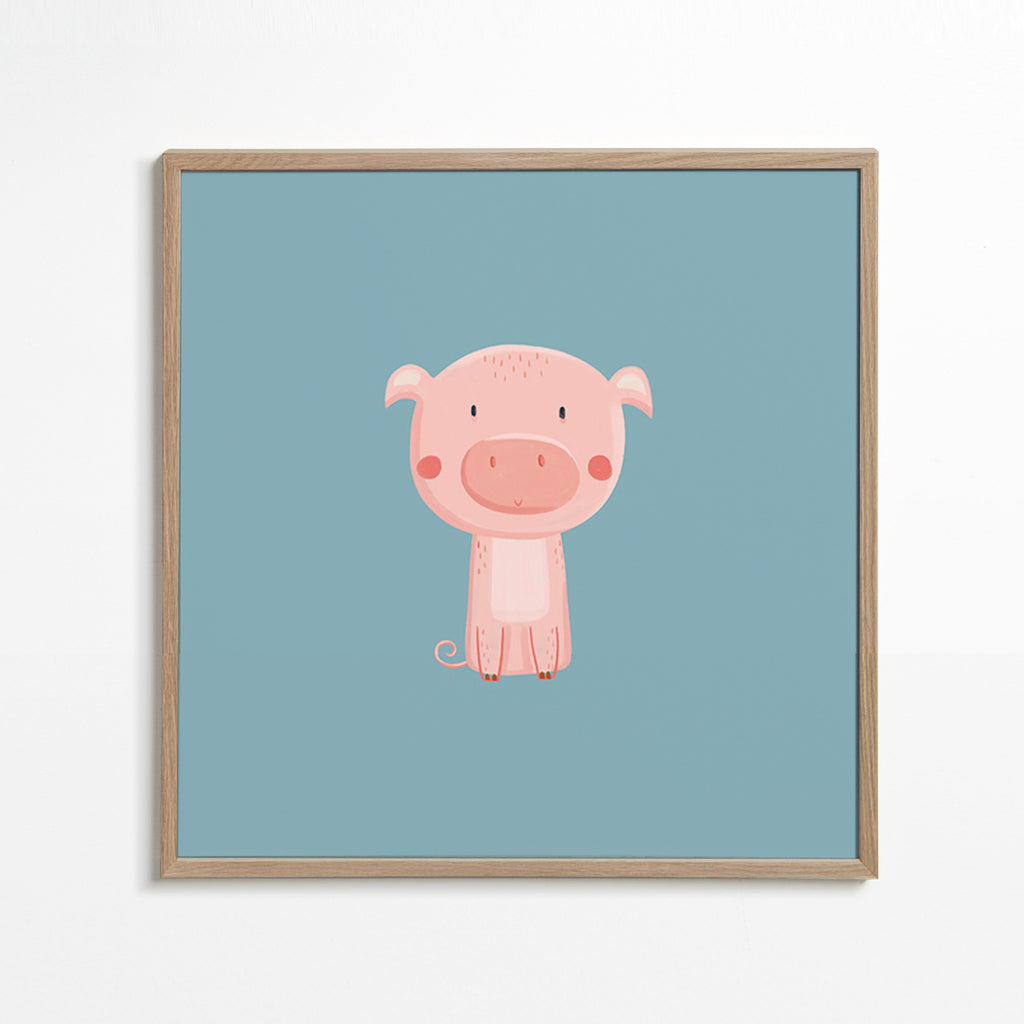 Kids print: centered pink piglet