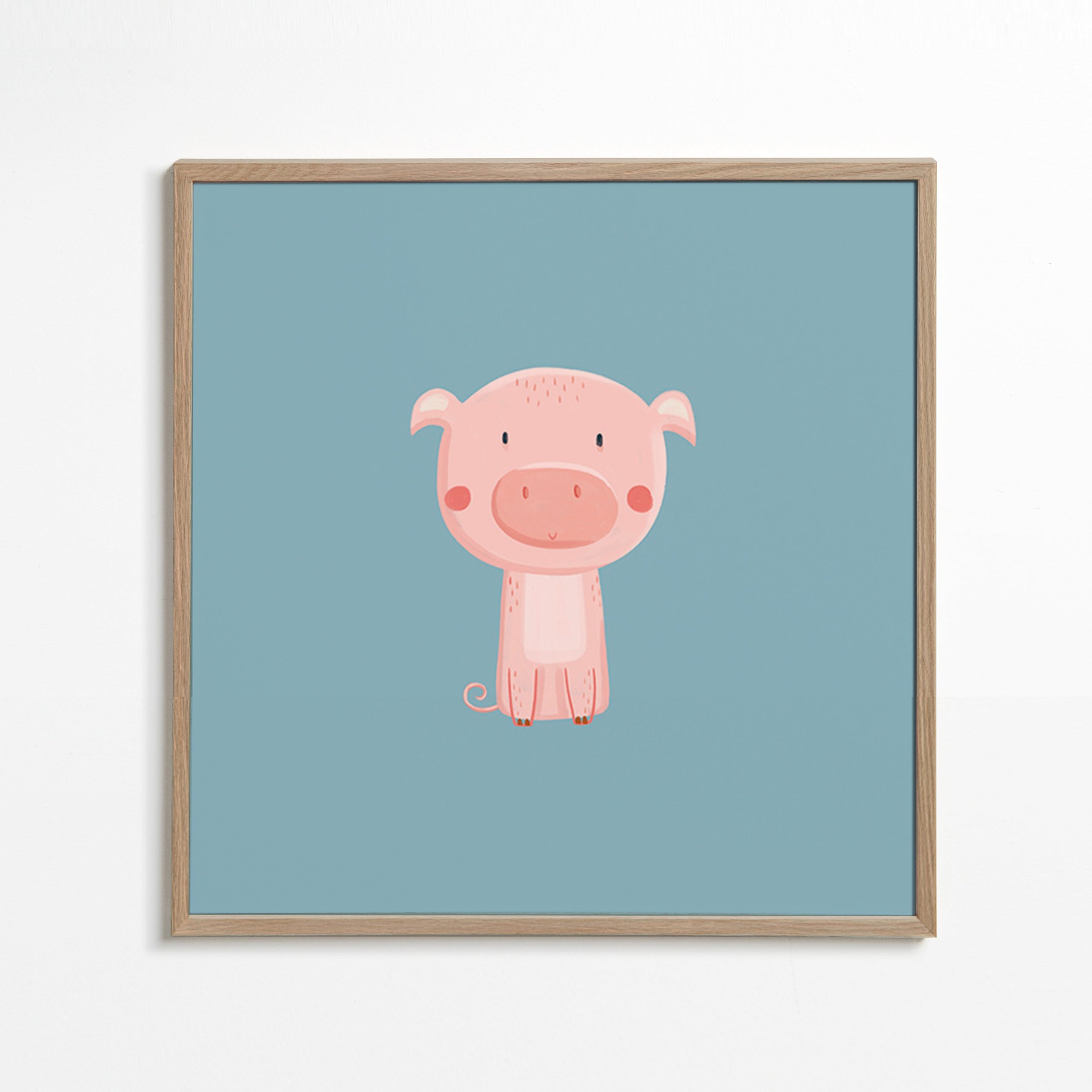 Kids print: centered pink piglet
