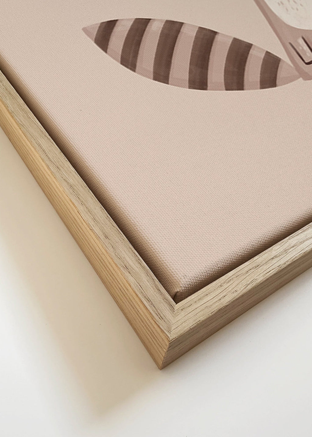 Kids print: smiling raccoon on beige backdrop
