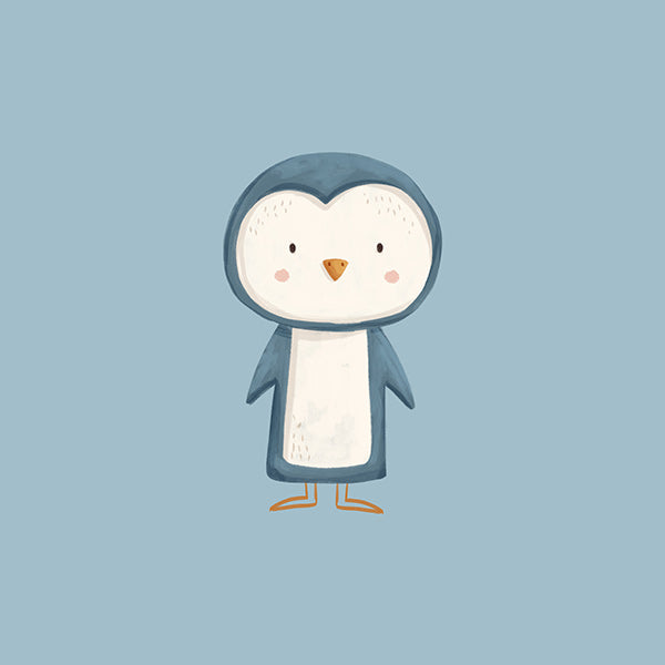 Artwork penguin illustration on blue background