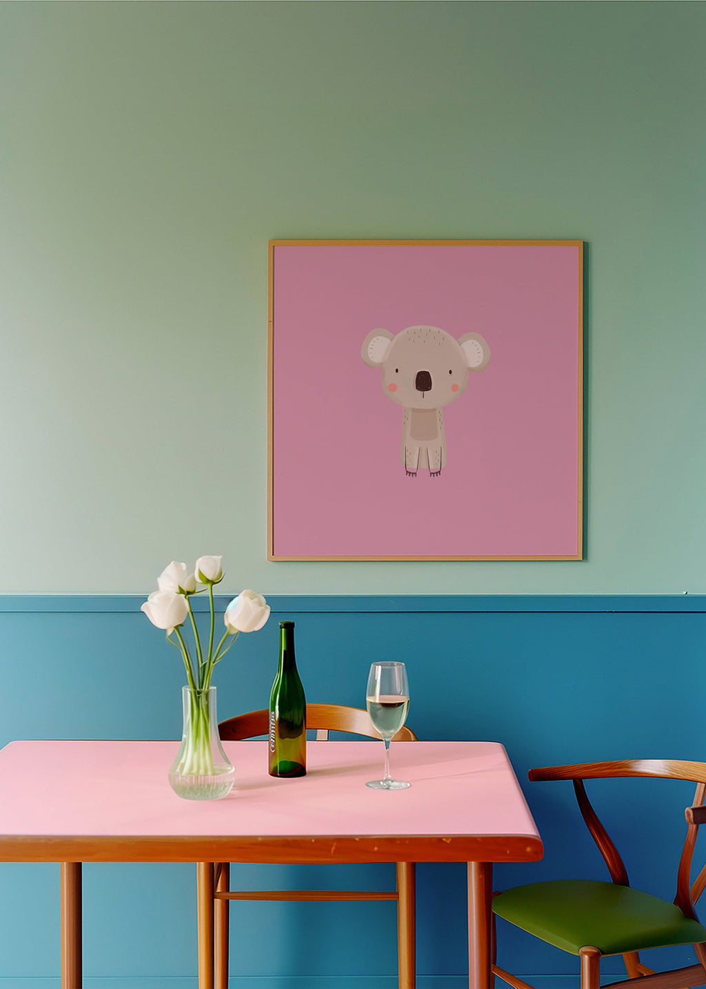 Children's print: minimal pink koala