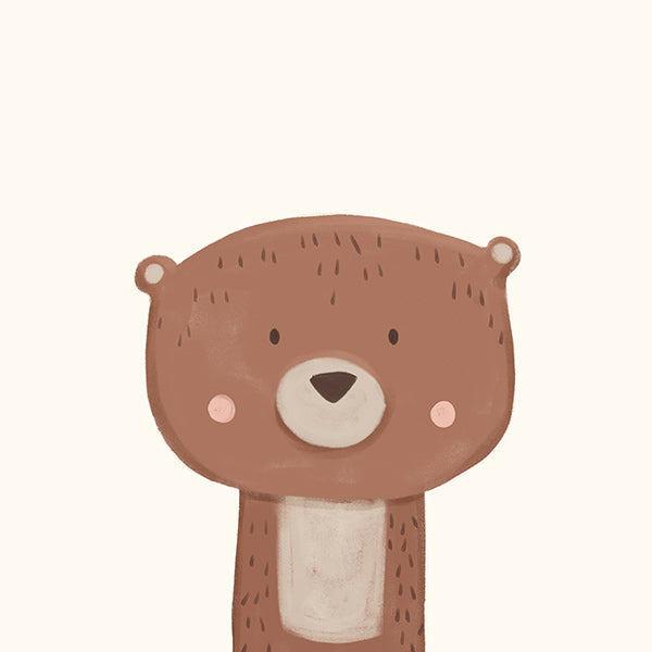 Children's print sweet bear on cream background