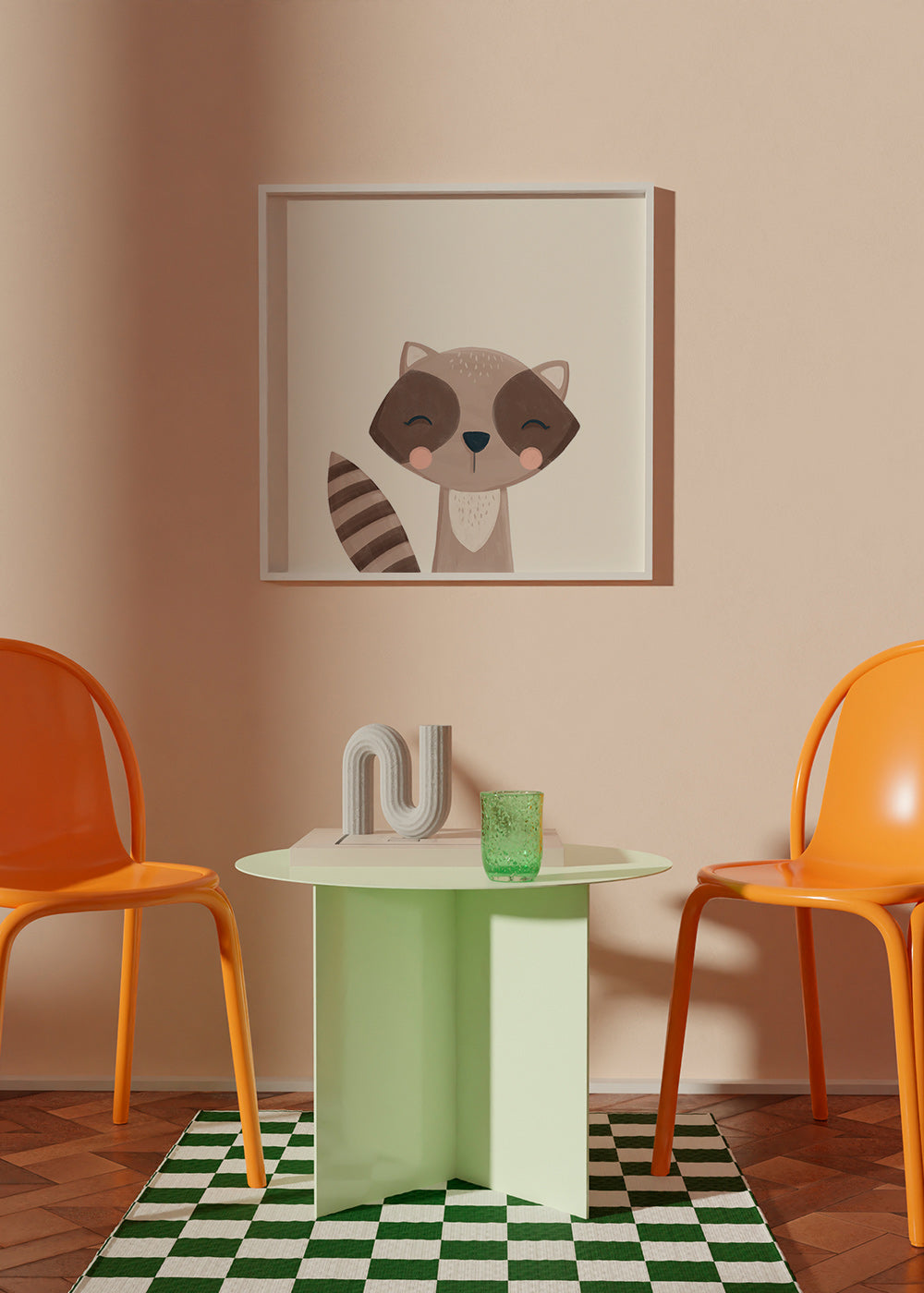 Children's print: smiling raccoon