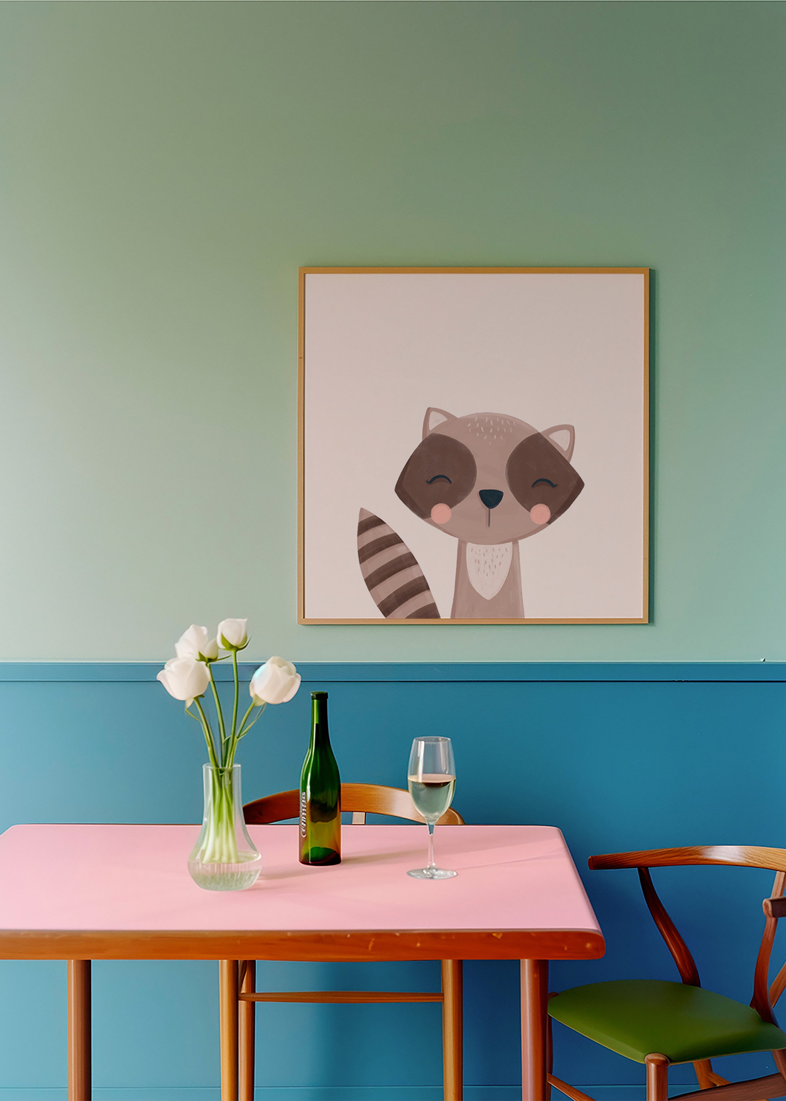 Children's print: smiling raccoon