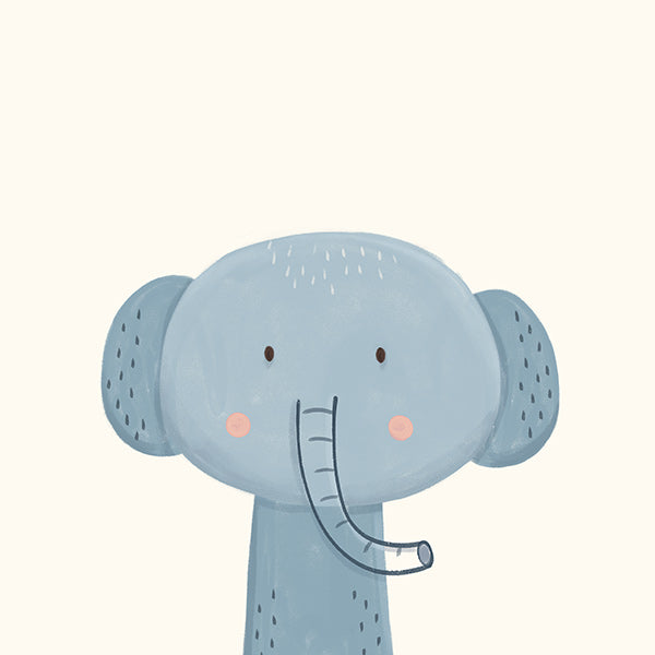 Children's print cheerful blue elephant