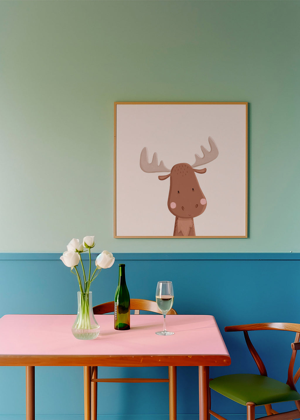 Moose illustration for kids with soft background