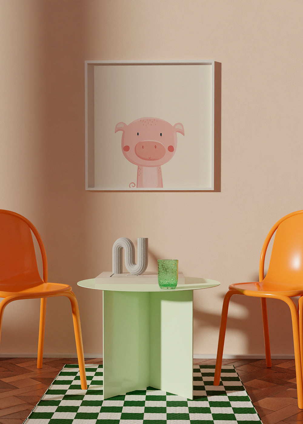 Children's print: cute pink pig