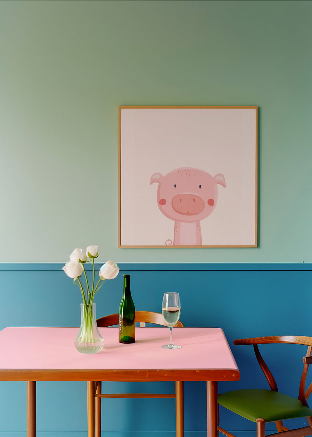 Children's print: cute pink pig