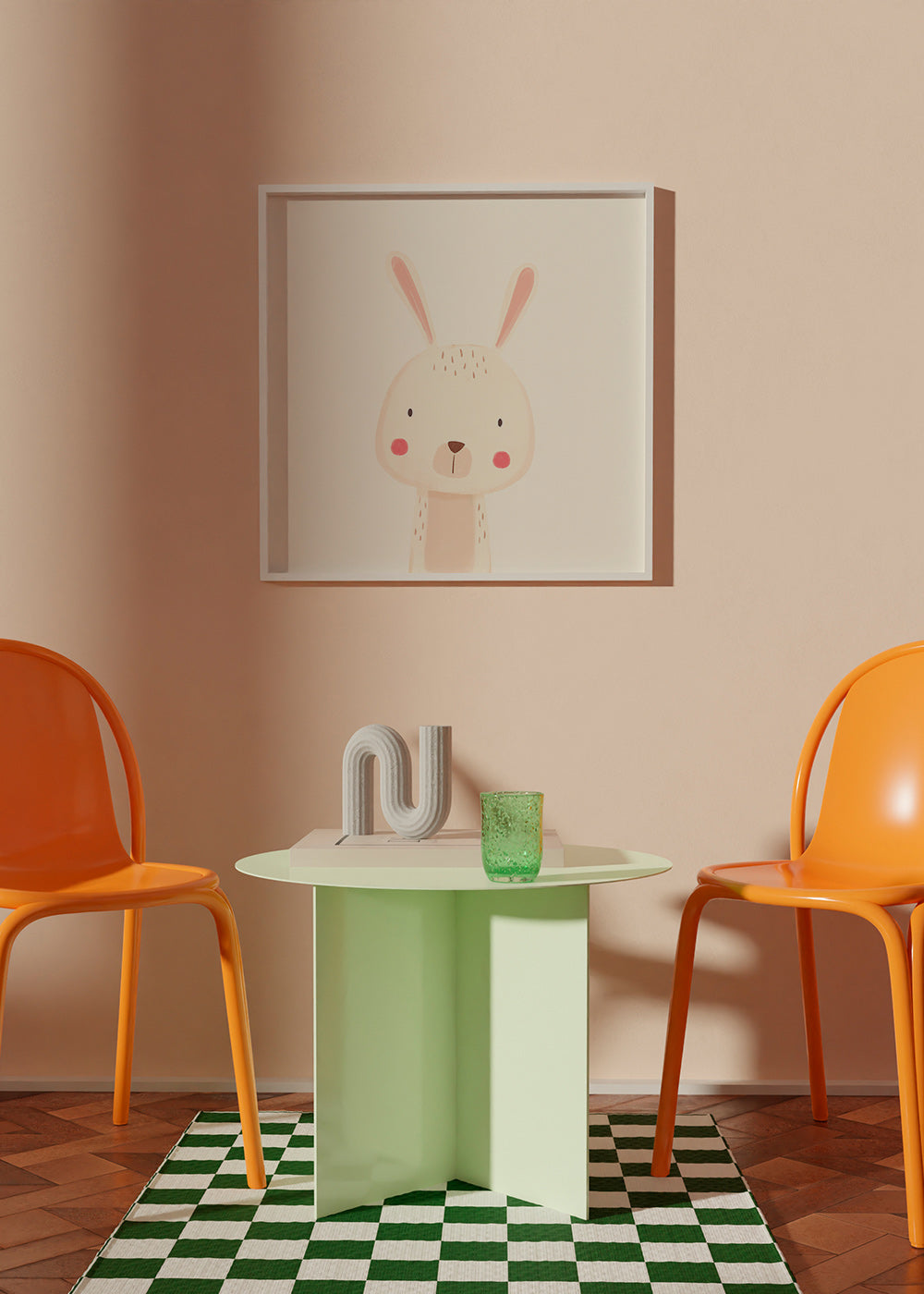 Children's print with a cute rabbit