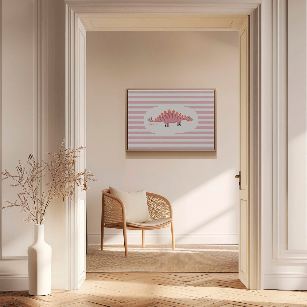 Kids print Stegosaurus on pastel stripes