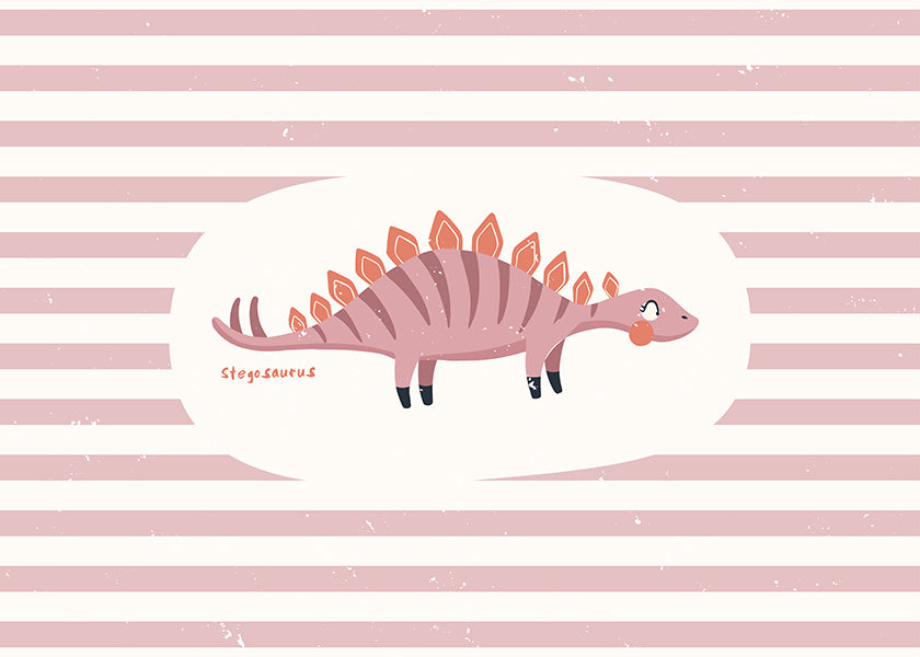 Kids print Stegosaurus on pastel stripes