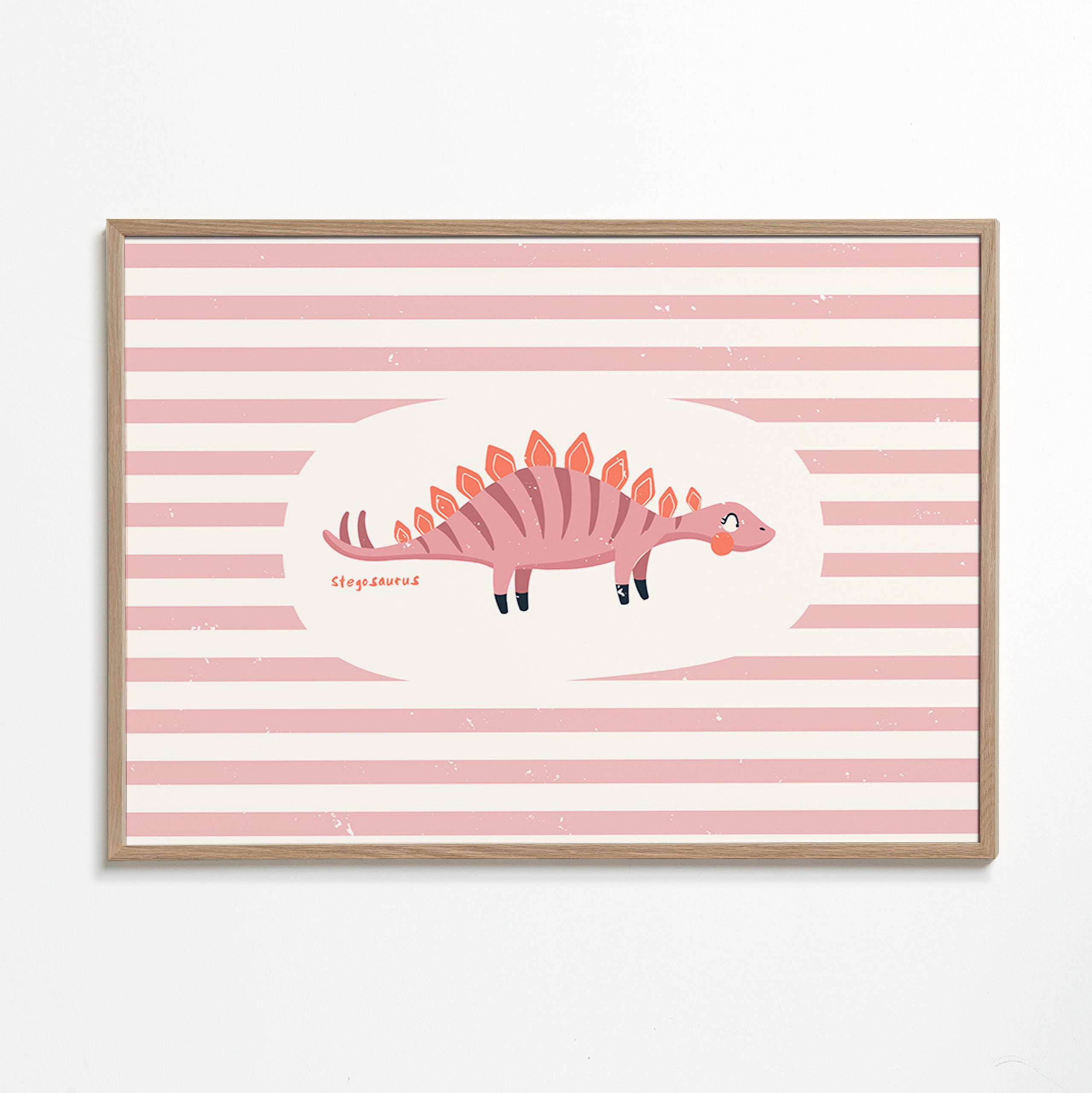 Kids print Stegosaurus on pastel stripes