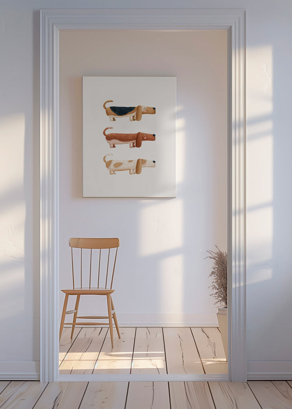 Children's print three dachshunds in a row